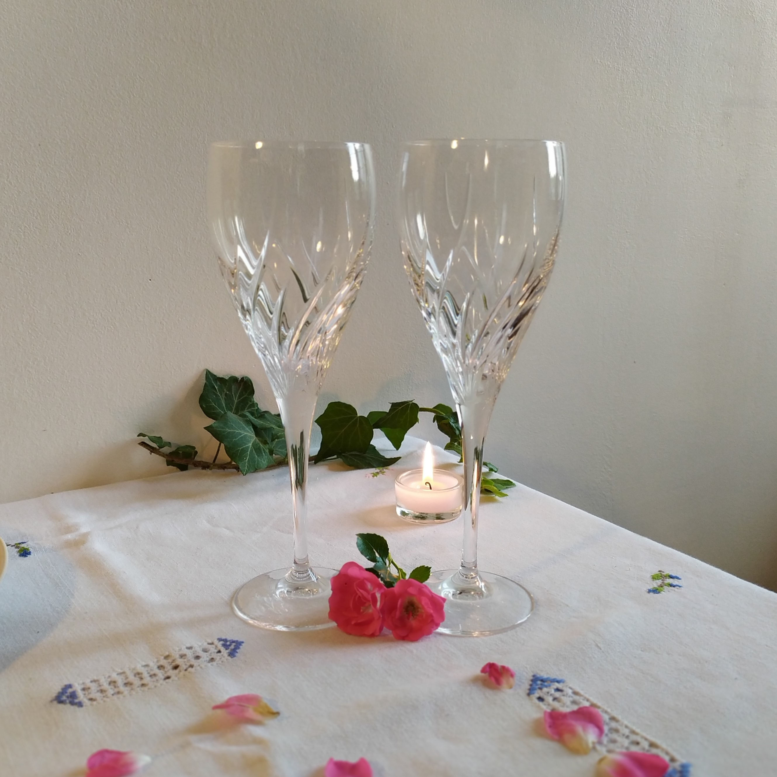 Duo de grands verres en Cristal STUART