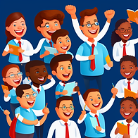 A digital illustration of happy students