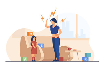 Digital illustration of a woman getting angry at young girl