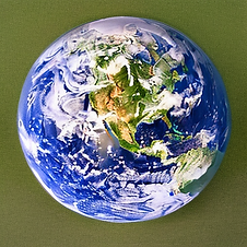 A globe against a green background