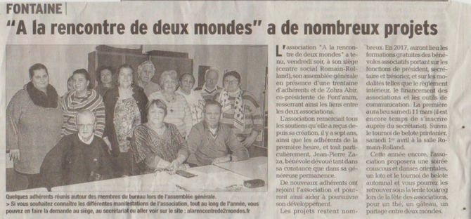 Assemblée Générale: Article du Dauphiné Libéré du 7 mars 2017