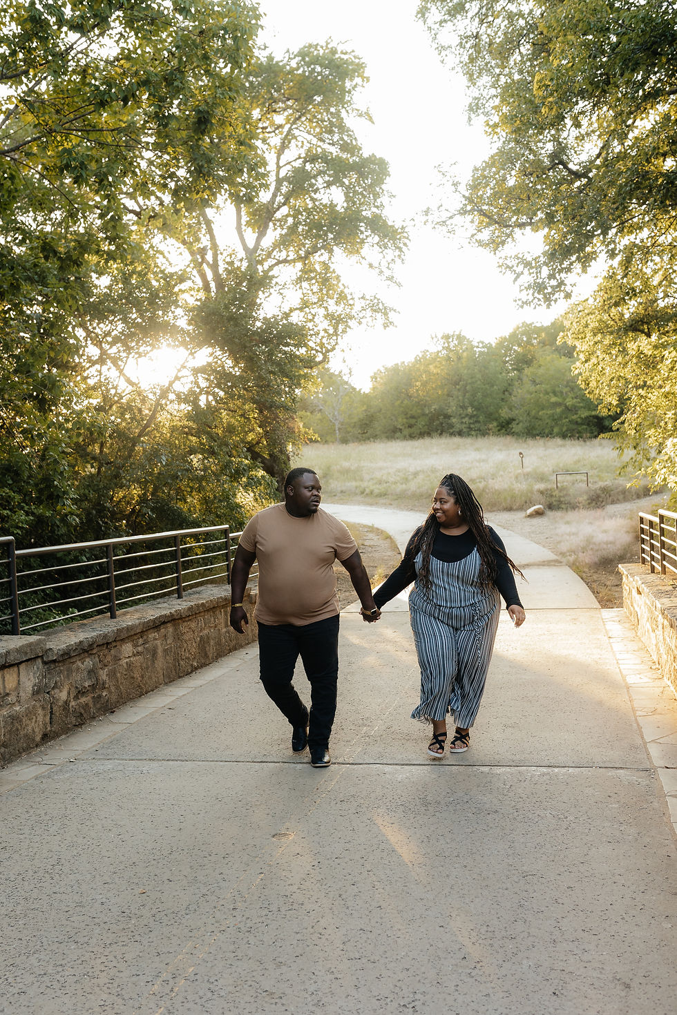 Couple during their Arbor Hills Nature Preserve engagement session with Morgan Reed Photography Outdoorsy Engagement Photos in Dallas