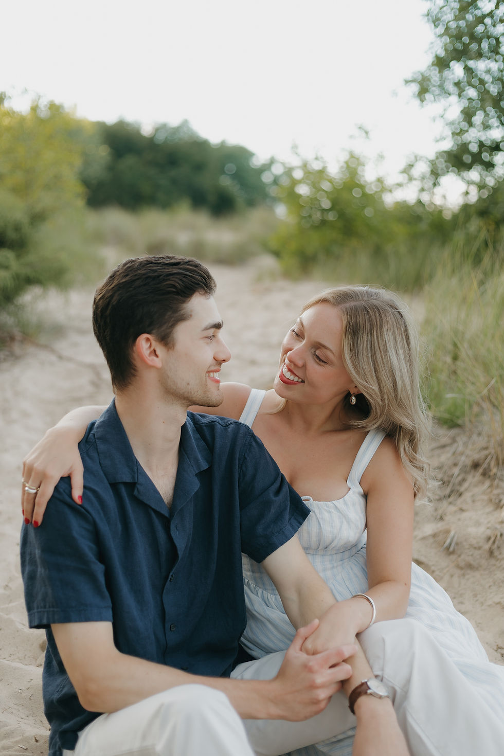 Lighthouse beach engagement session by morgan reed photography in chicago