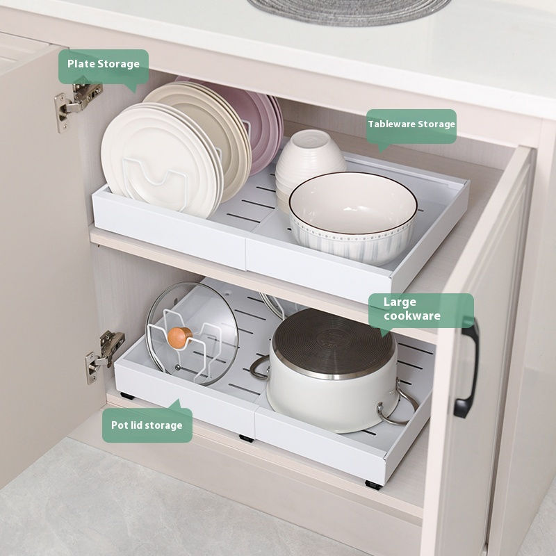 Metal pull out rack for kitchen cabinet storage