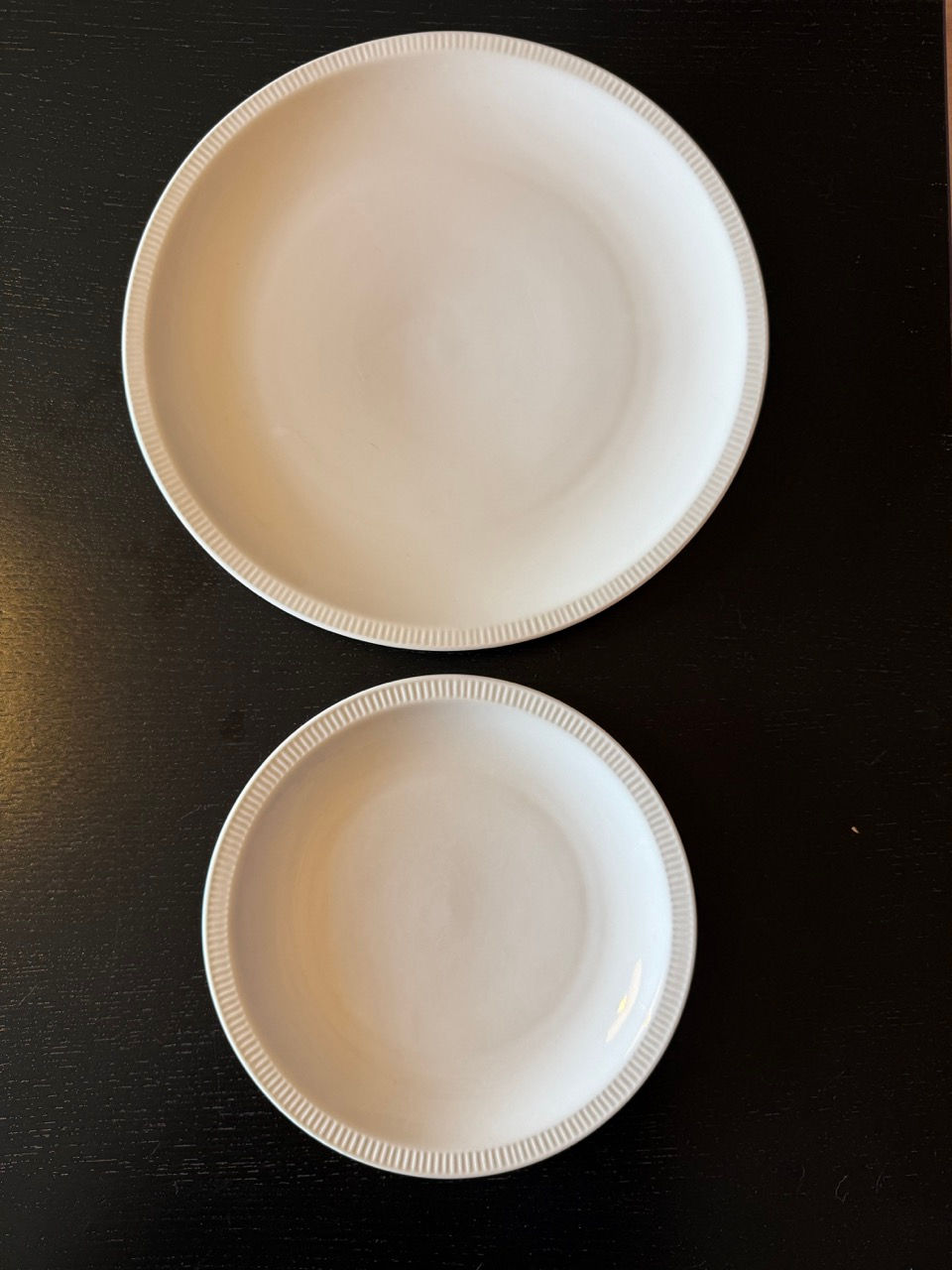 Thumbnail: White Ribbed Rim Porcelain Plates (Side and Dinner)