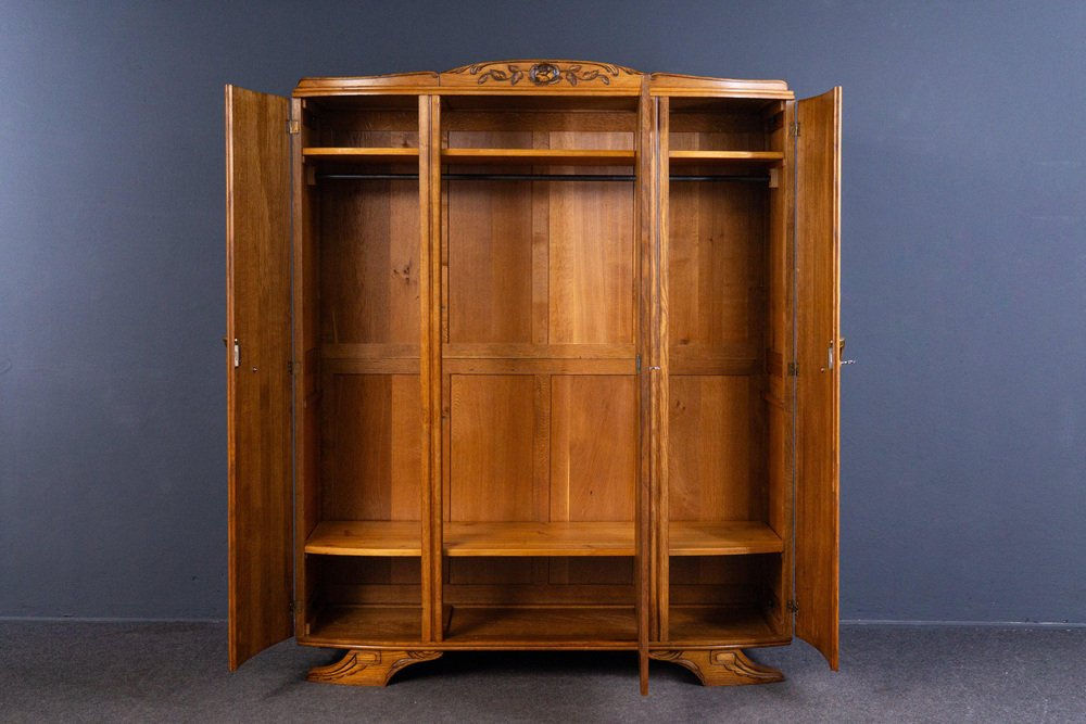 Antique Limewashed 3 Door Wardrobe with Cabriole Legs