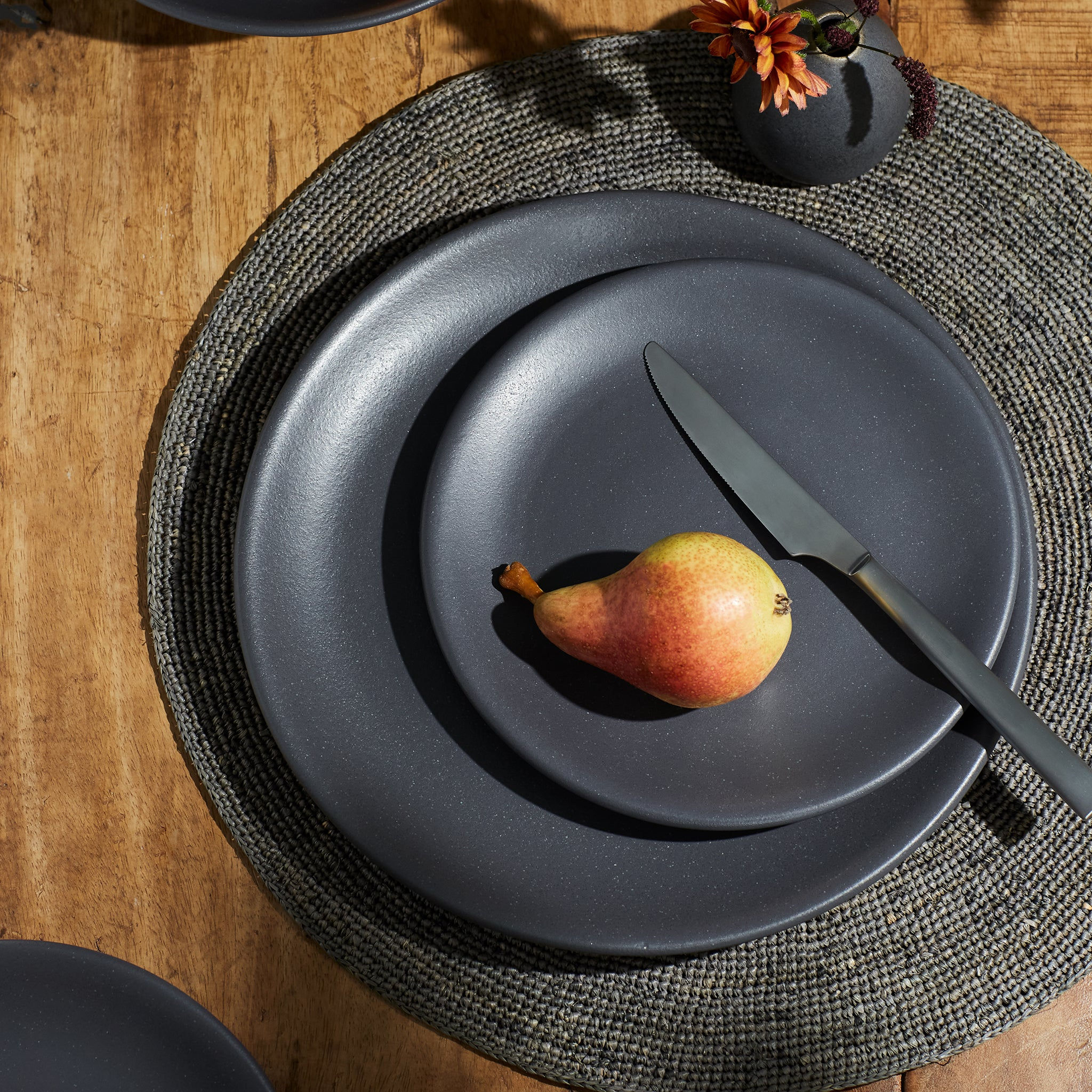 Matte Grey Stoneware Plates Dinner + Side (7 pieces)