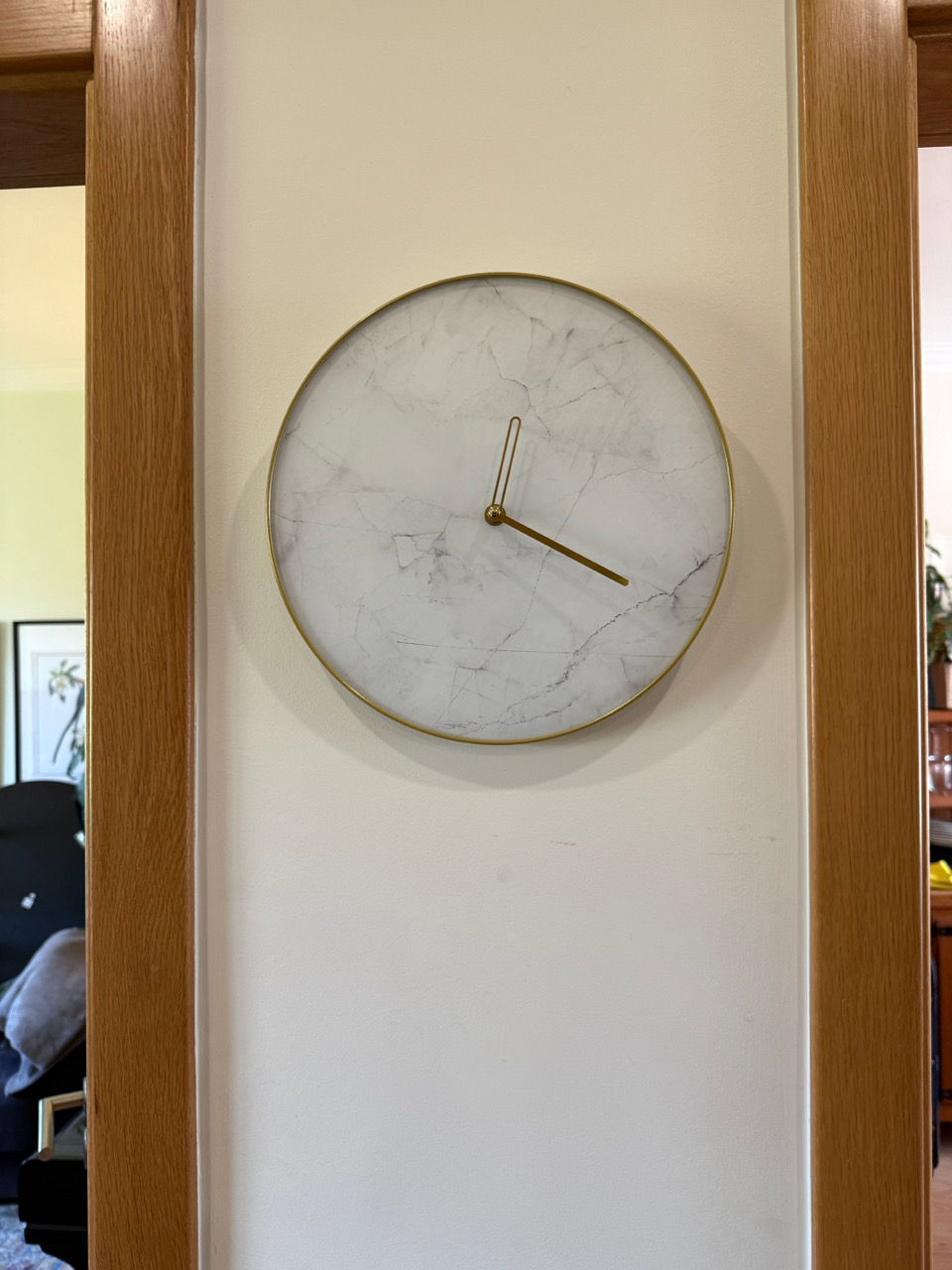 Thumbnail: Gold Framed Faux Marble Round Wall Clock