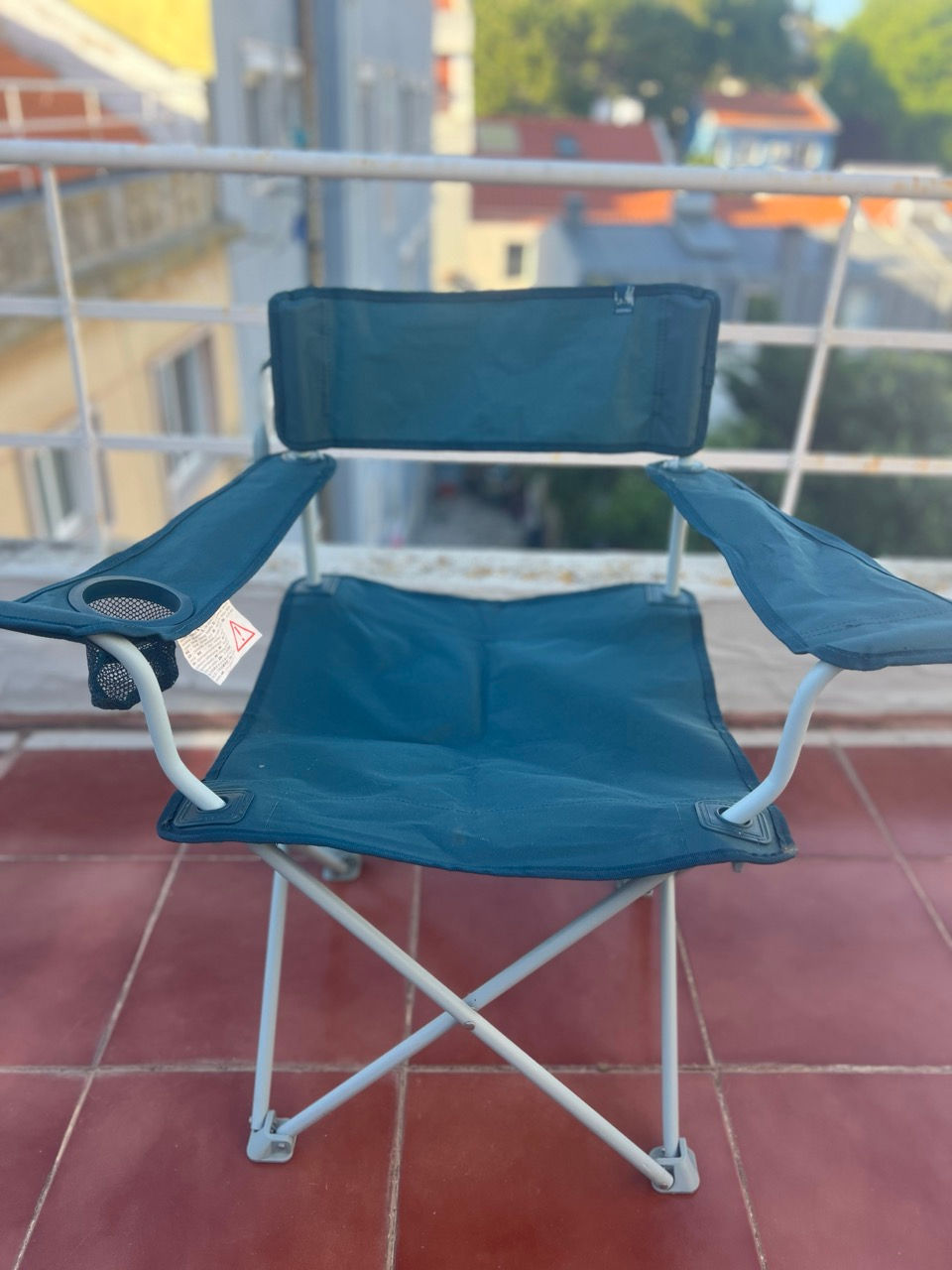 Thumbnail: Quechua Navy Blue Folding Camping Armchair with Cup Holder (Decathlon)
