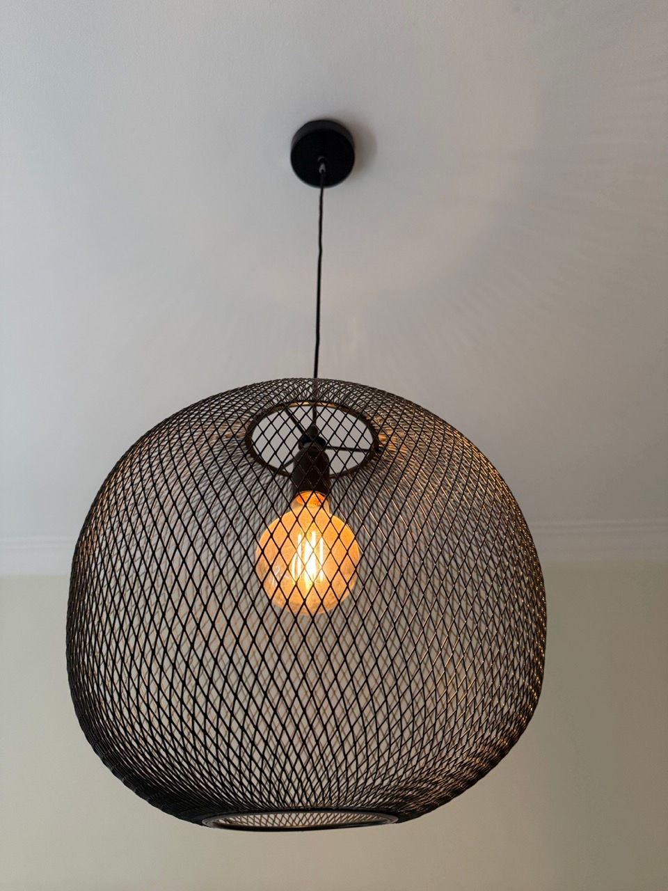 Thumbnail: Black double-mesh globe pendant lamp (ceiling light)