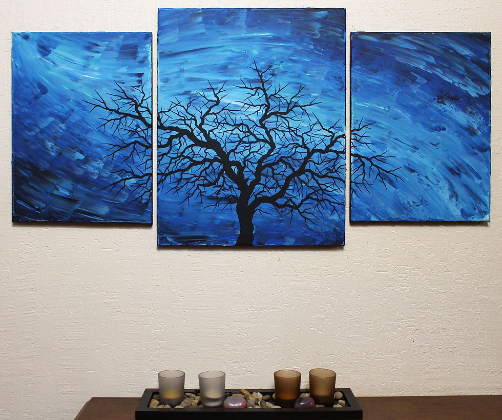 Miniatura: Triptyque contemporain Silhouette d’arbre sombre