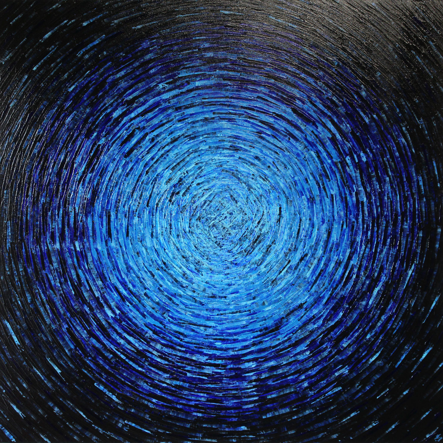 Peinture contemporaine bleue abstraite sur toile.