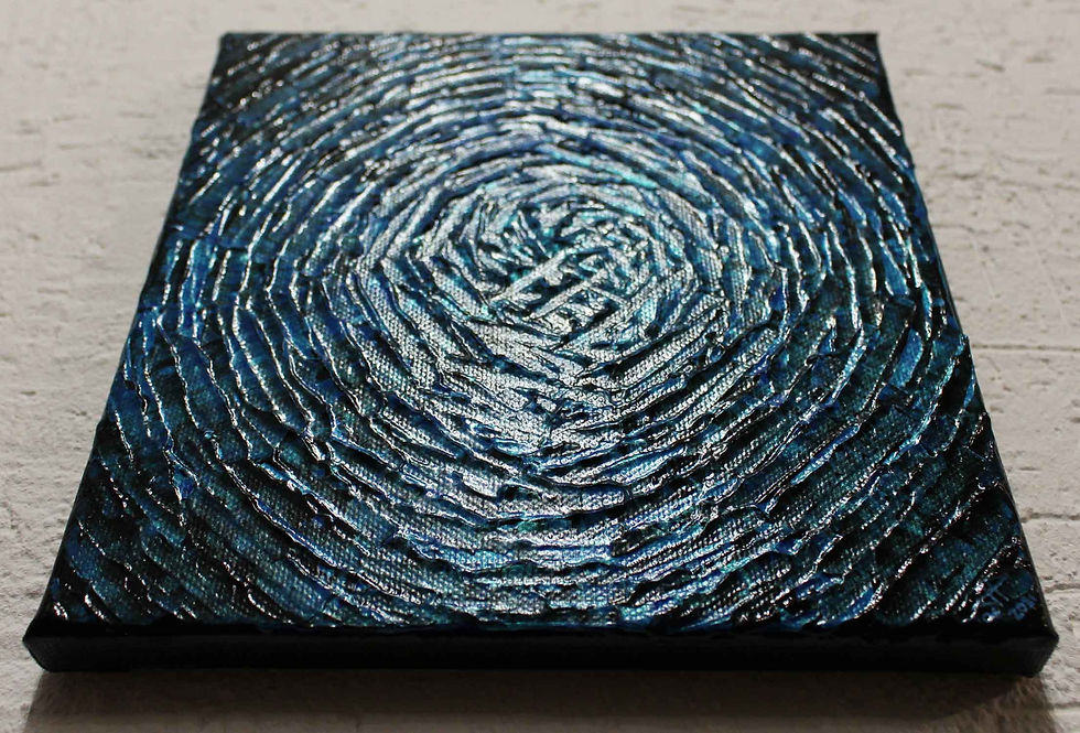 Miniatura: Tableau abstrait Petit éclat bleu iridescent profond