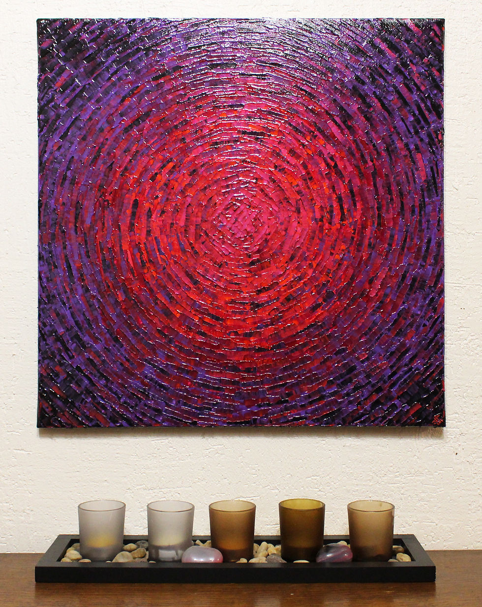 Miniatura: Lienzo con un cuchillo Explosión de color rojo violeta