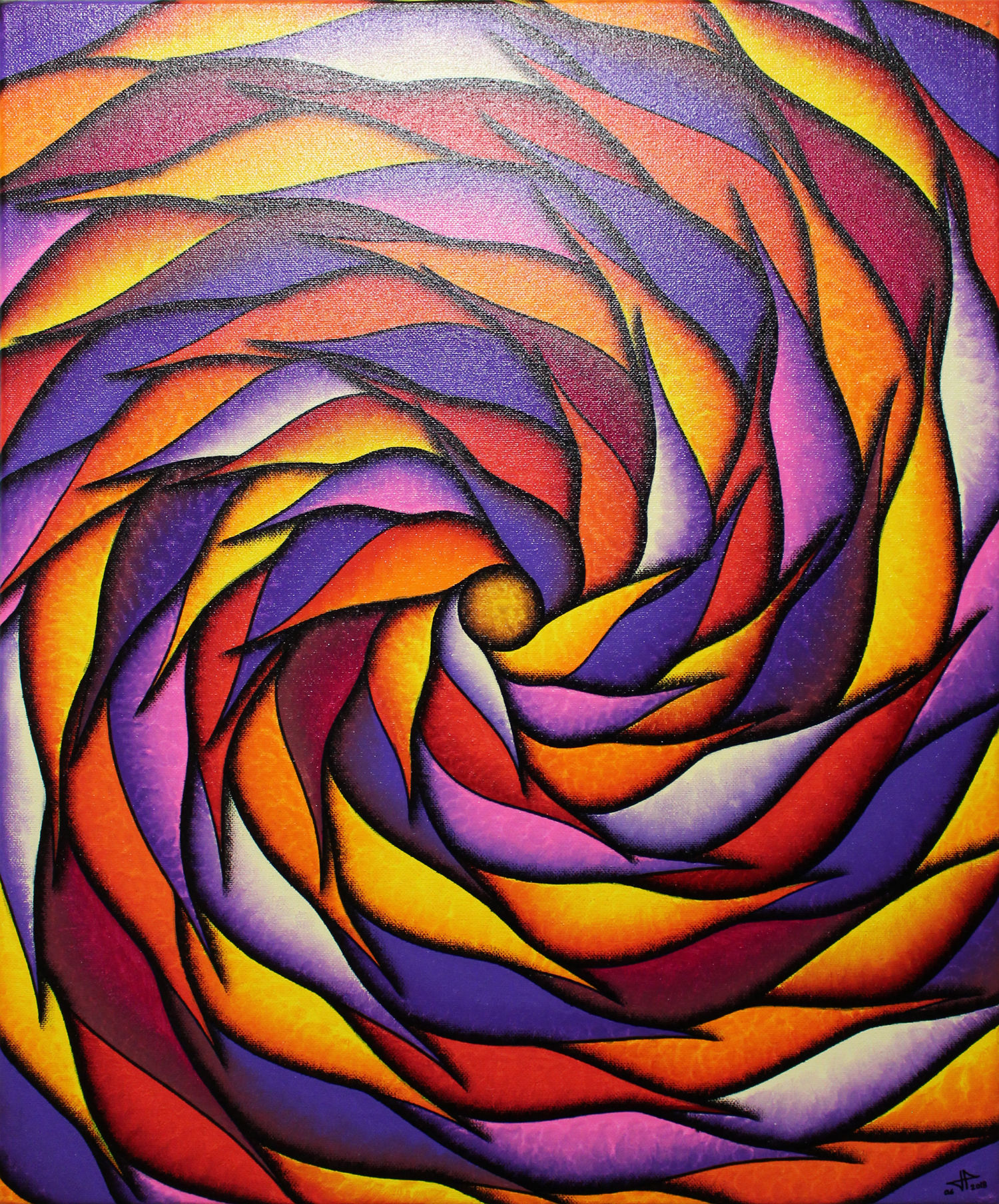 Contemporary painting Glowing and purplish spiral