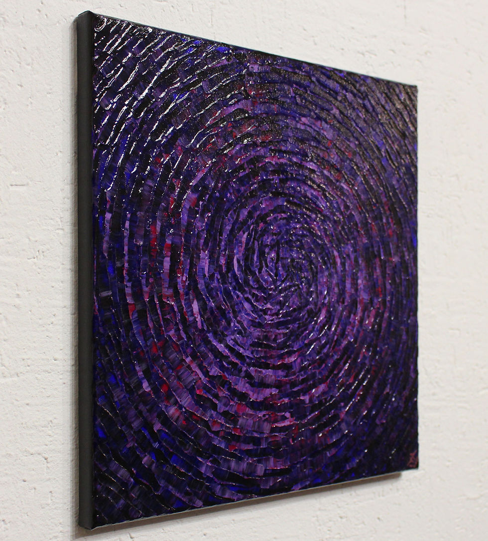 Thumbnail: Art contemporain, peinture acrylique au couteau sur toile vue de gauche.