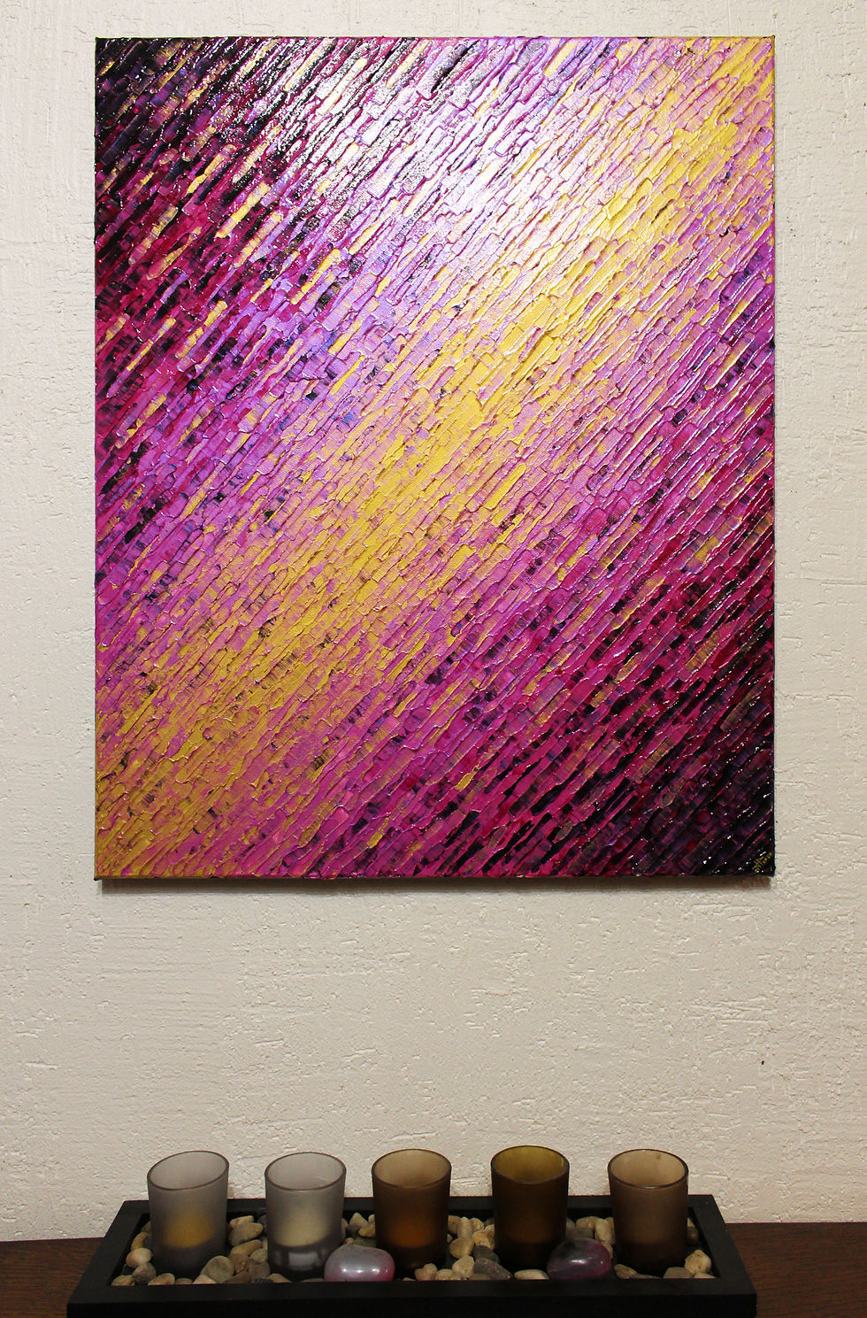 Miniatura: Pittura astratta, Texture a coltello color oro rosa