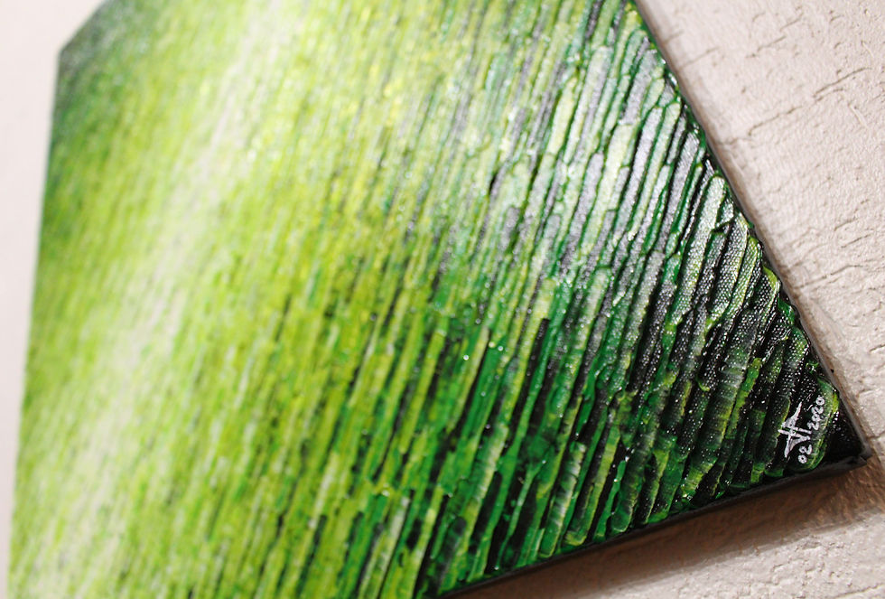 Miniatura: Peinture abstraite Texture couteau blanc verte