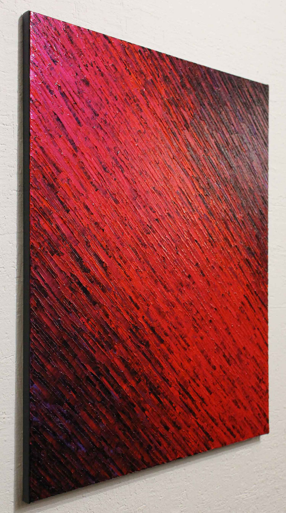 Miniatura: Peinture moderne Texture couteau rouge iridescente violette