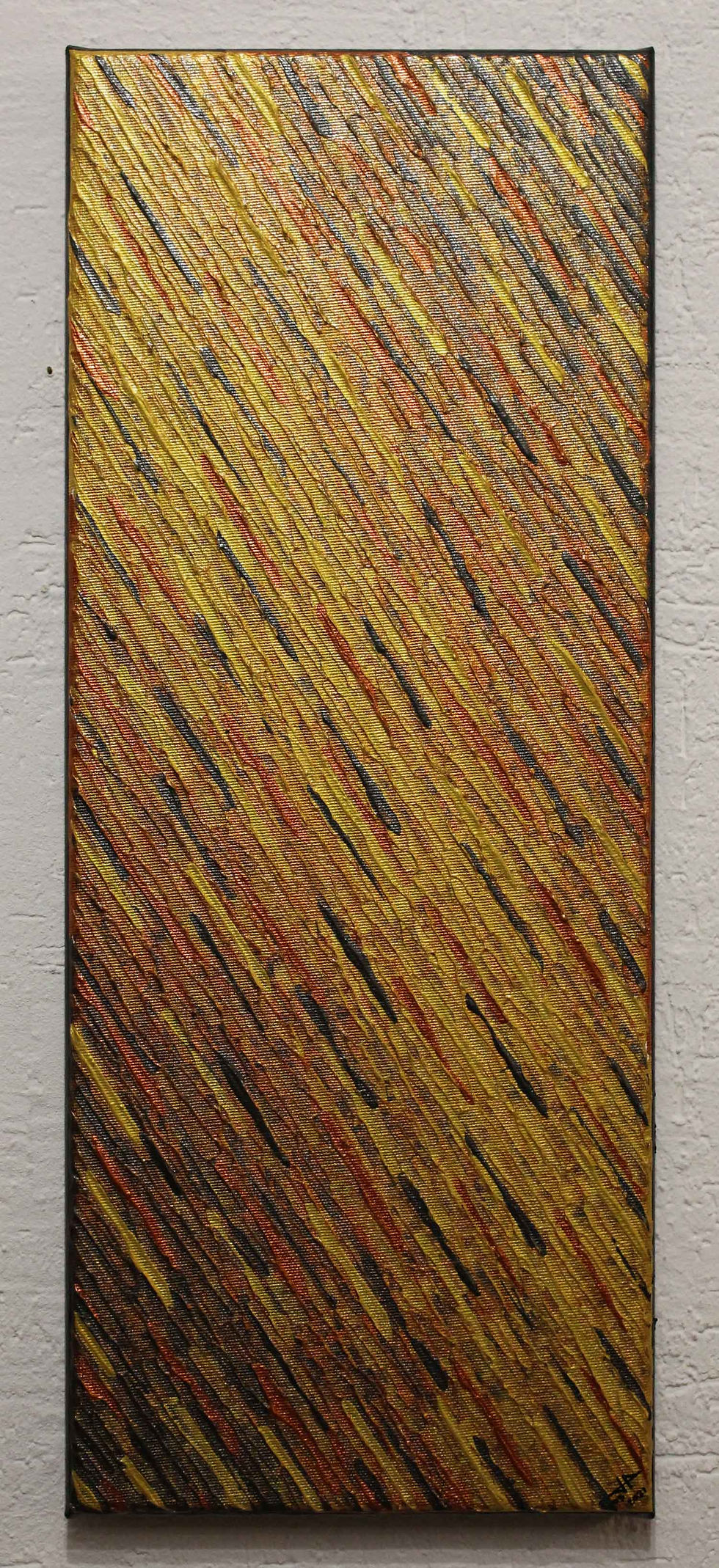 Miniatura: Tableau moderne Texture couteau or cuivre grise iridescente