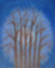 Pintura titulada "Nuit bleue" de Jonathan Pradillon que representa un árbol brillando en la noche.