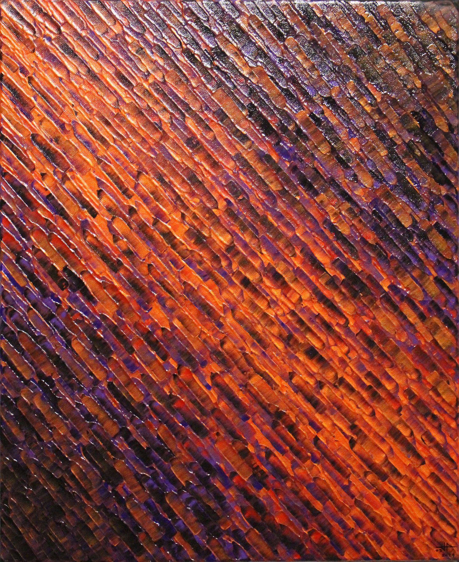 Peinture acrylique contemporaine orange violette