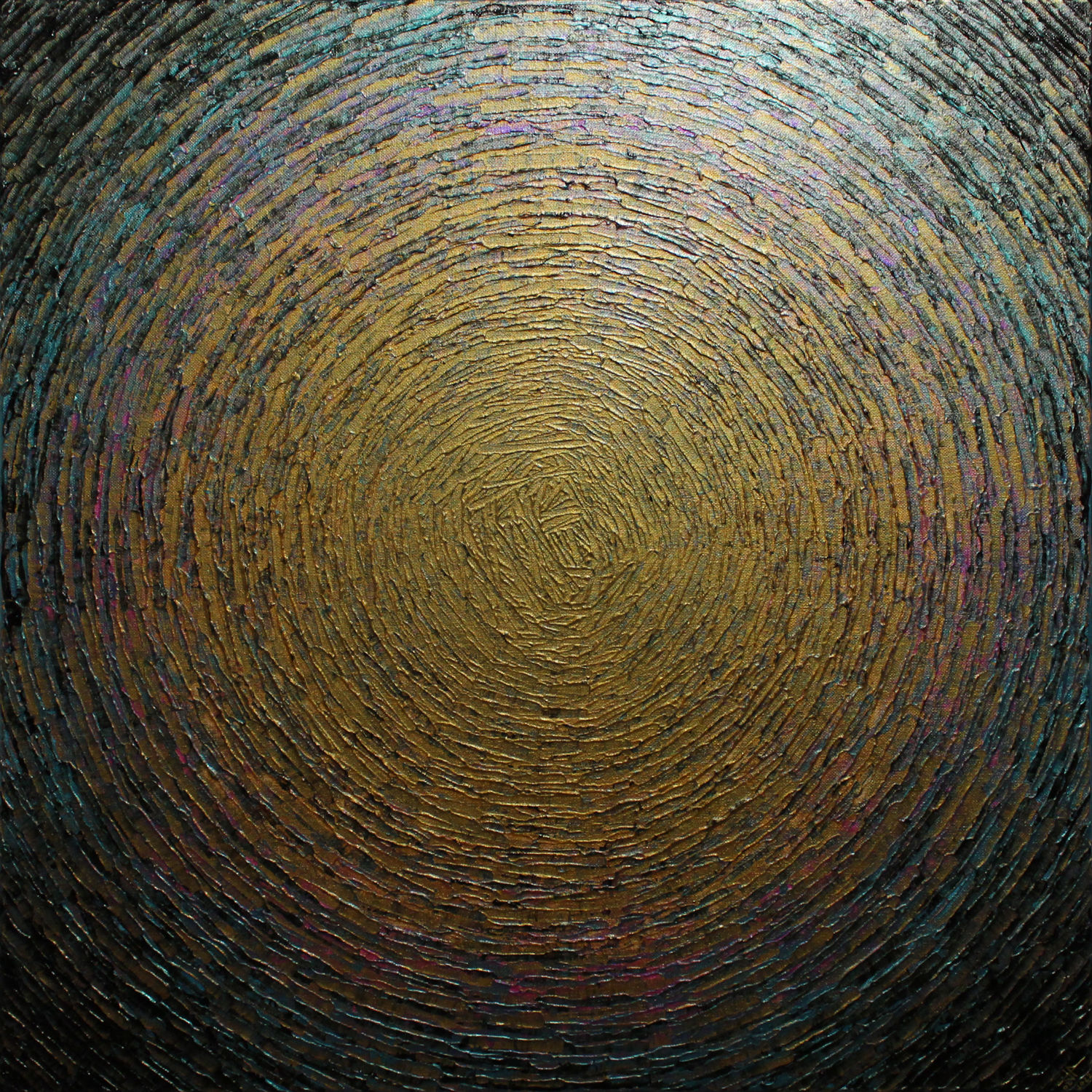 Obra contemporánea Brillo de oro rosa azul iridiscente