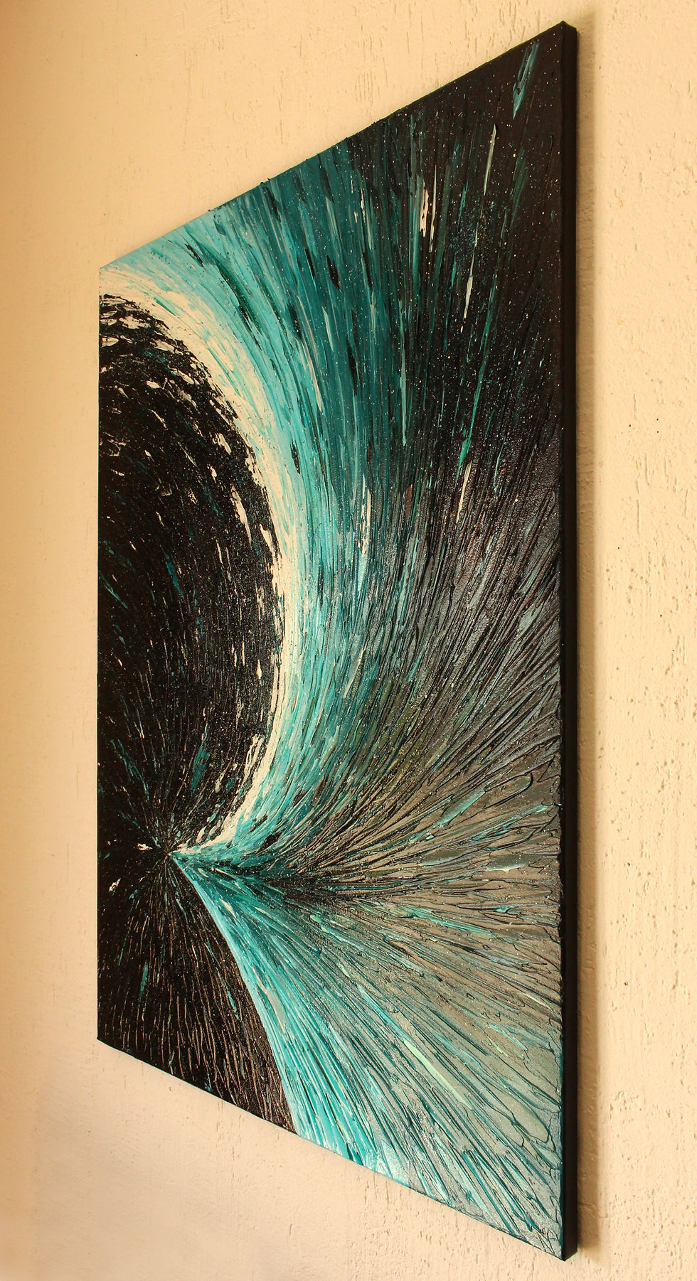 Miniatura: Peinture abstraite turquoise vue de coté