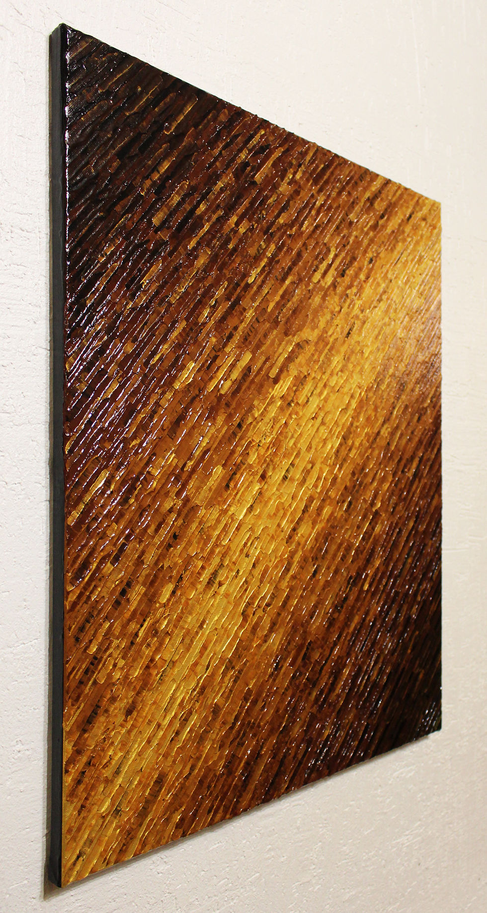 Miniatura: Peinture abstraite Texture couteau or marron