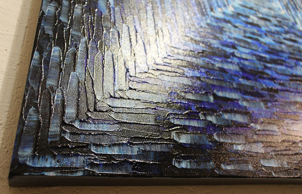 Miniatura: grand tableau abstrait bleu sombre vue détaillée