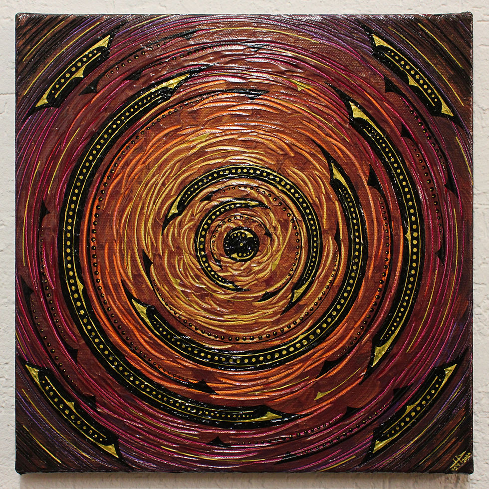 Miniatura: Peinture abstraite Rotation or orange violette