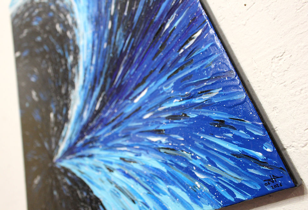 Miniatura: peinture abstraite bleue vue sur la signature
