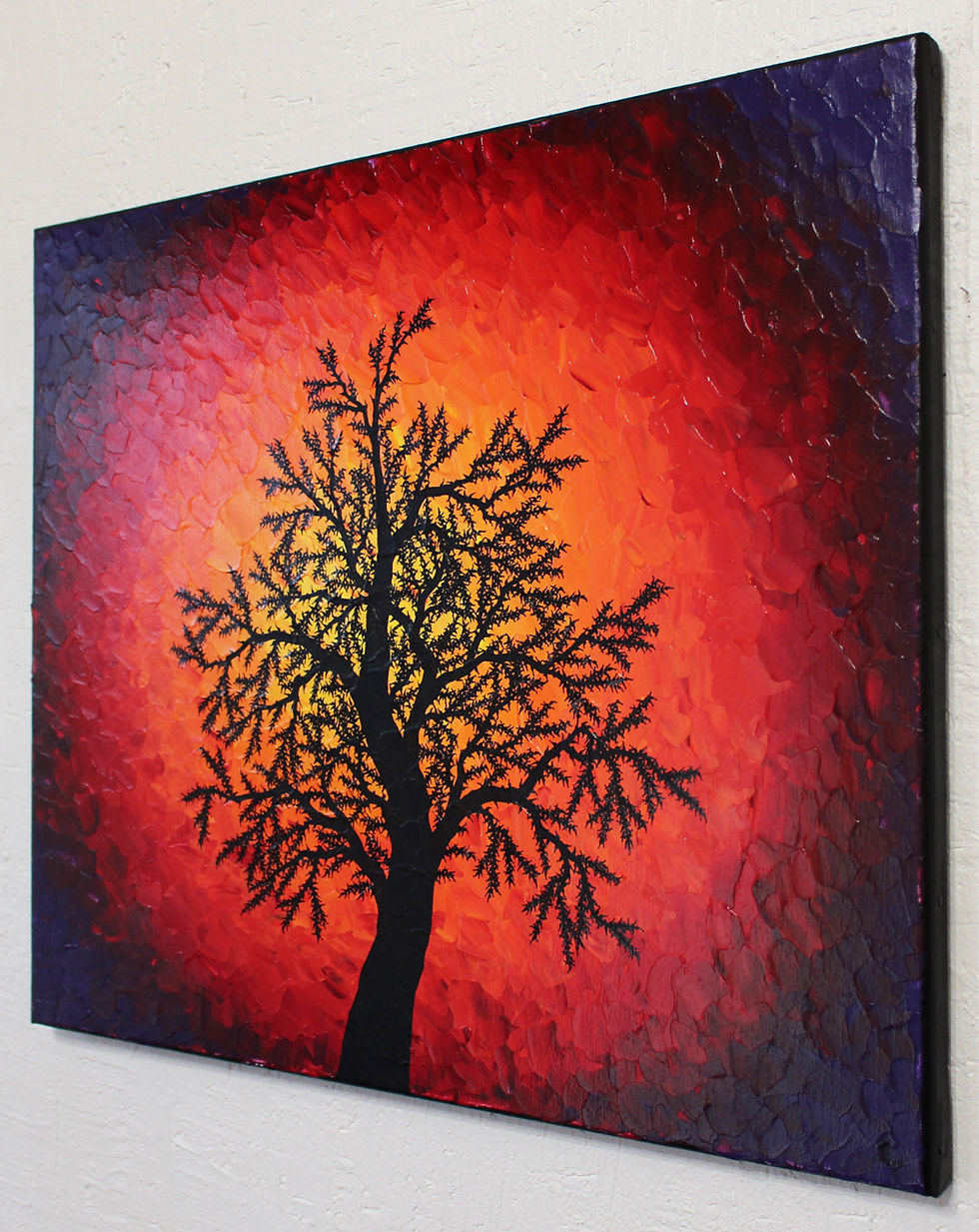 Miniatura: Tableau chaleureux : Silhouette d’arbre d’automne