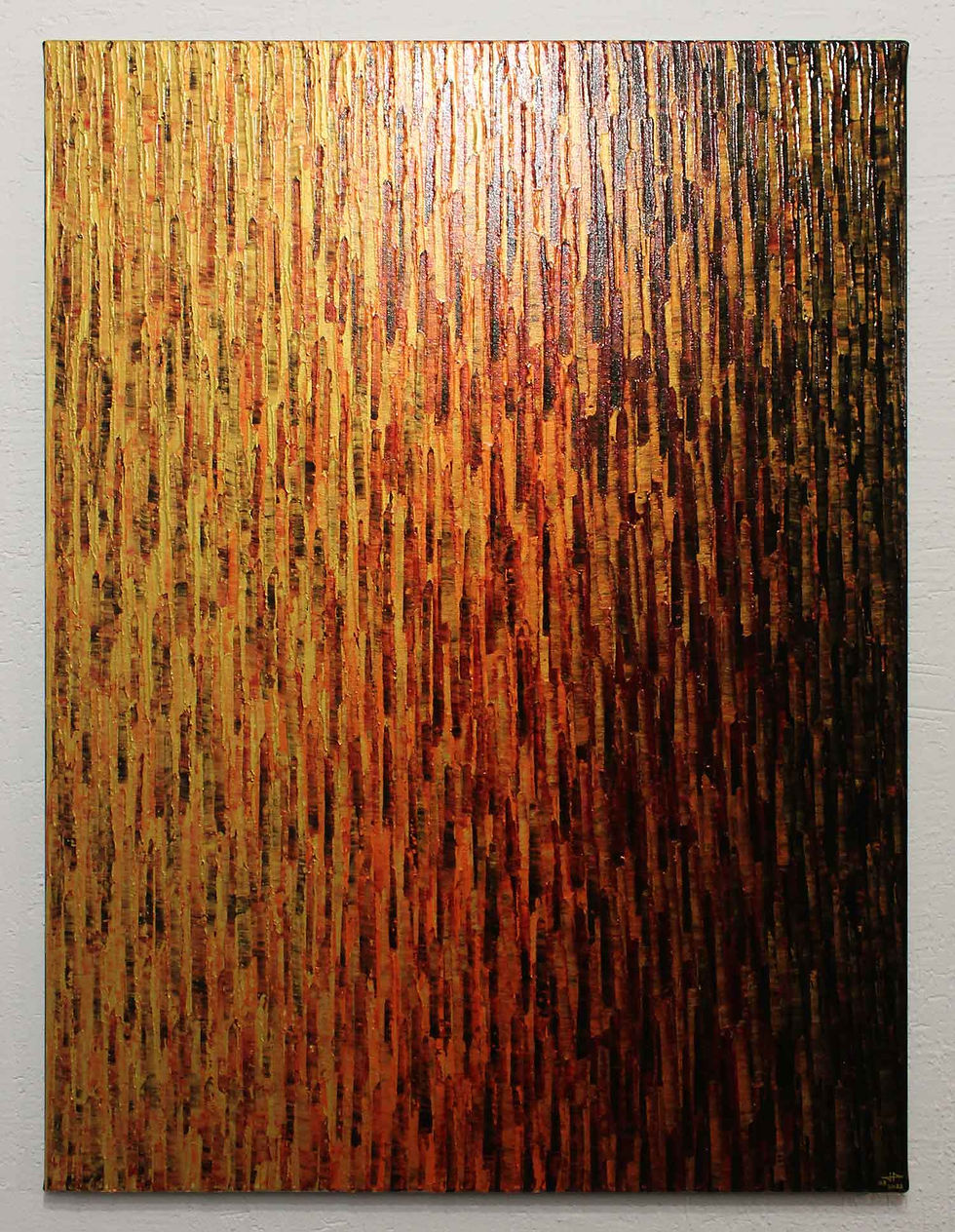 Miniatura: Pittura astratta Grande sfumatura oro arancione porpora