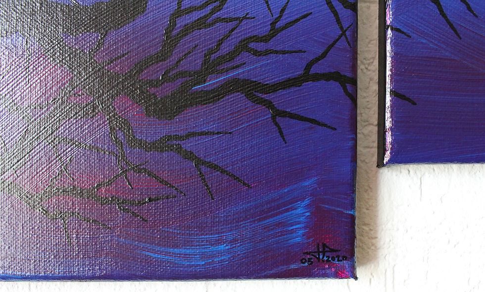 Miniatura: Triptyque moderne Silhouette sombre d’arbre