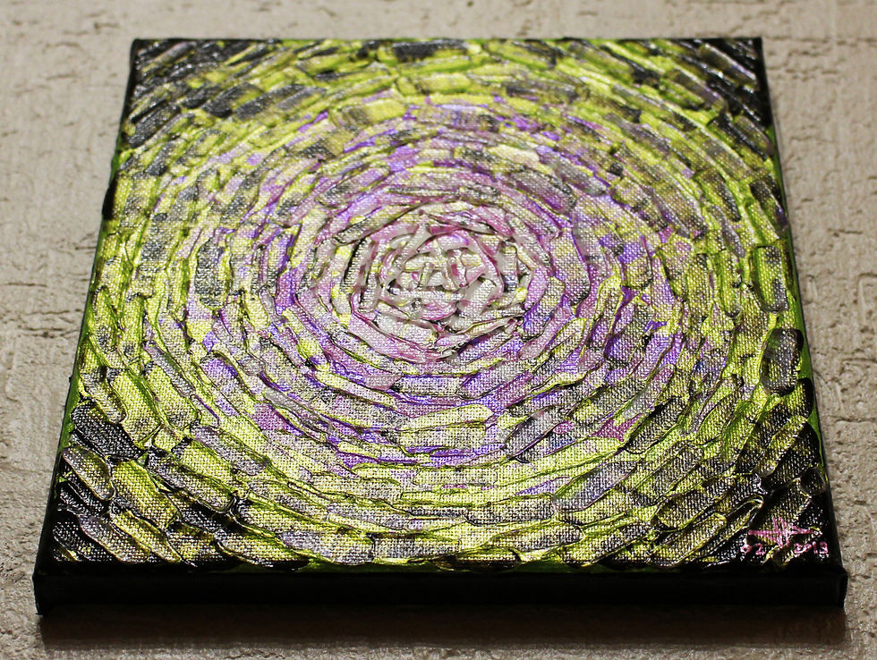 Miniatura: Pittura moderna Un piccolo bagliore rosa-verde iridescente