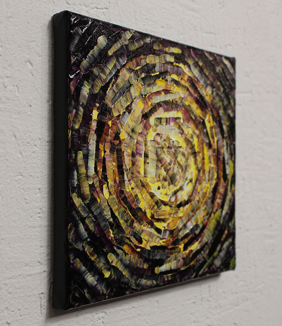 Miniatura: Peinture acrylique jaune violette - vue de gauche.