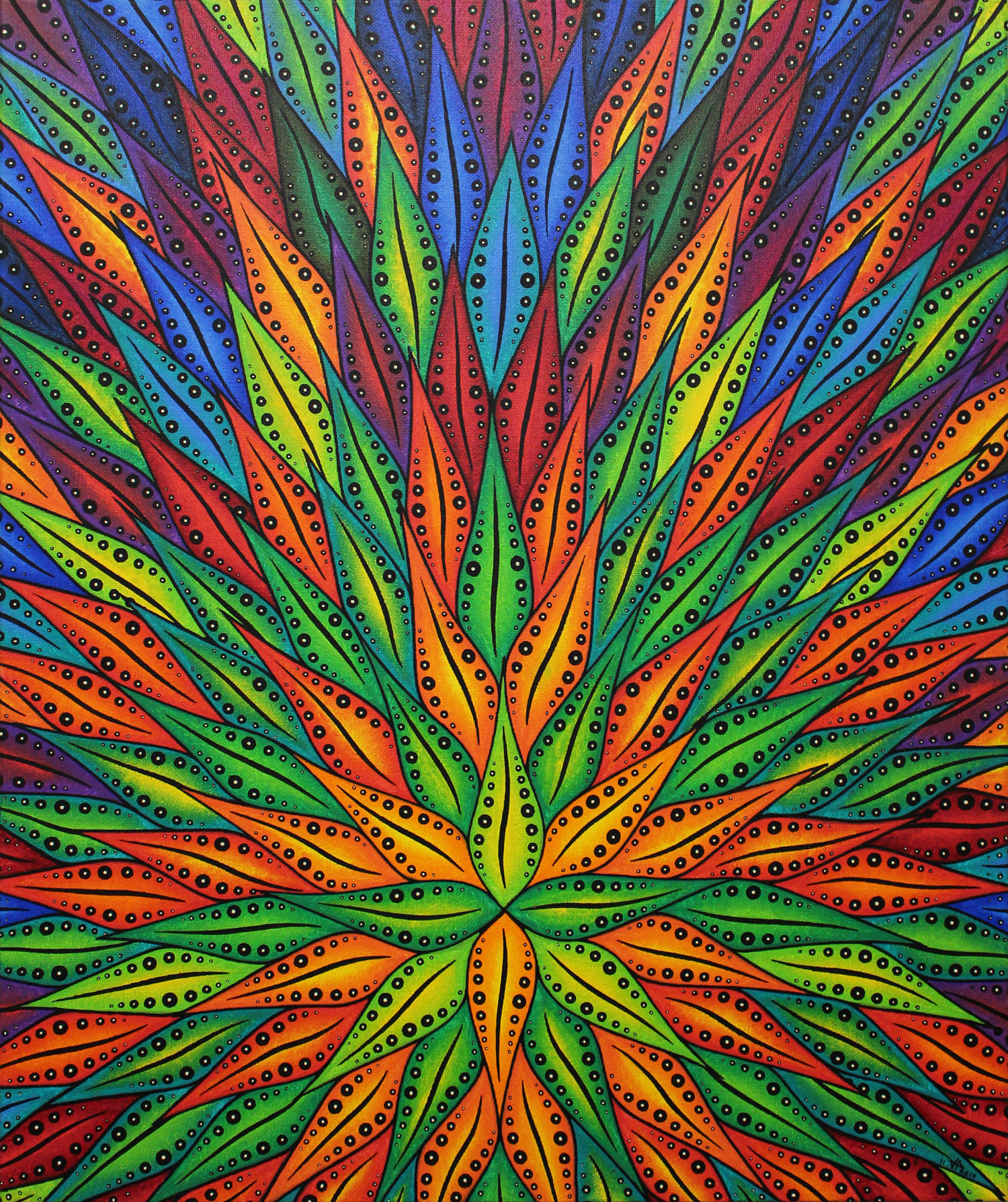 Toile abstraite : Floraison de couleurs