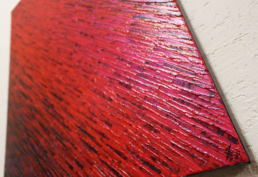 Miniatura: Peinture moderne Texture couteau rouge iridescente violette