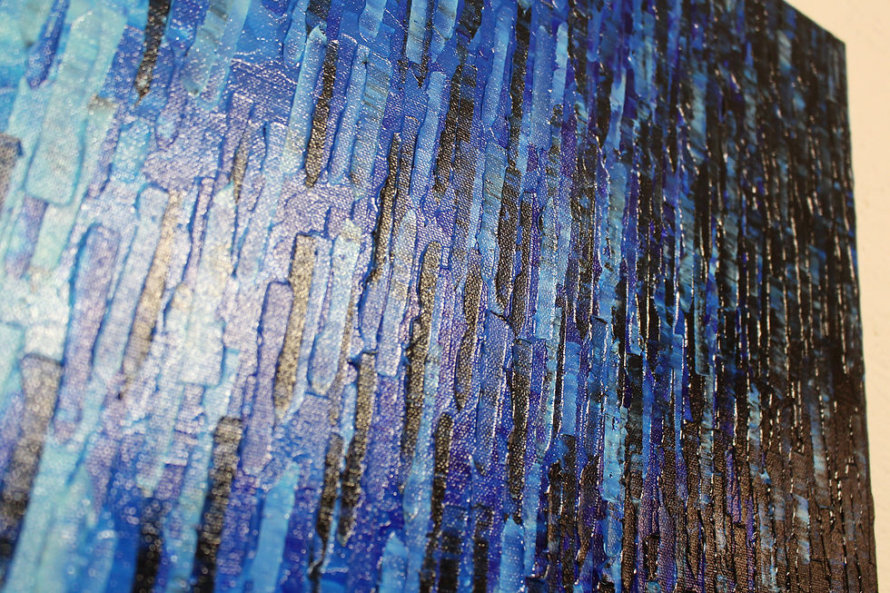 Miniatura: Peinture contemporaine couleur bleue - Vue de la surface.