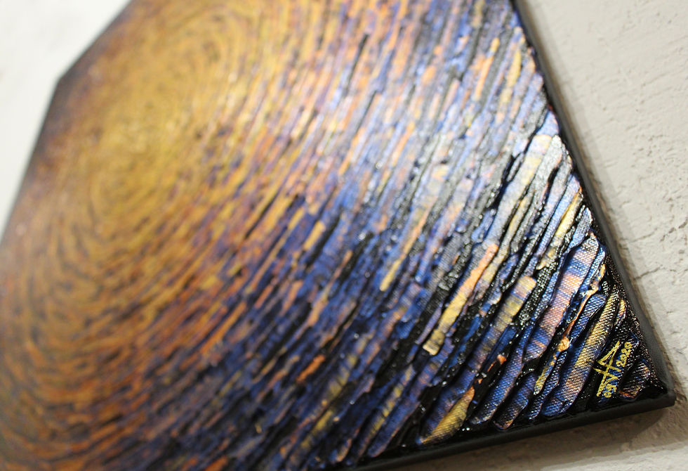 Miniatura: Tableau au couteau Grand éclat couleurs or cuivre