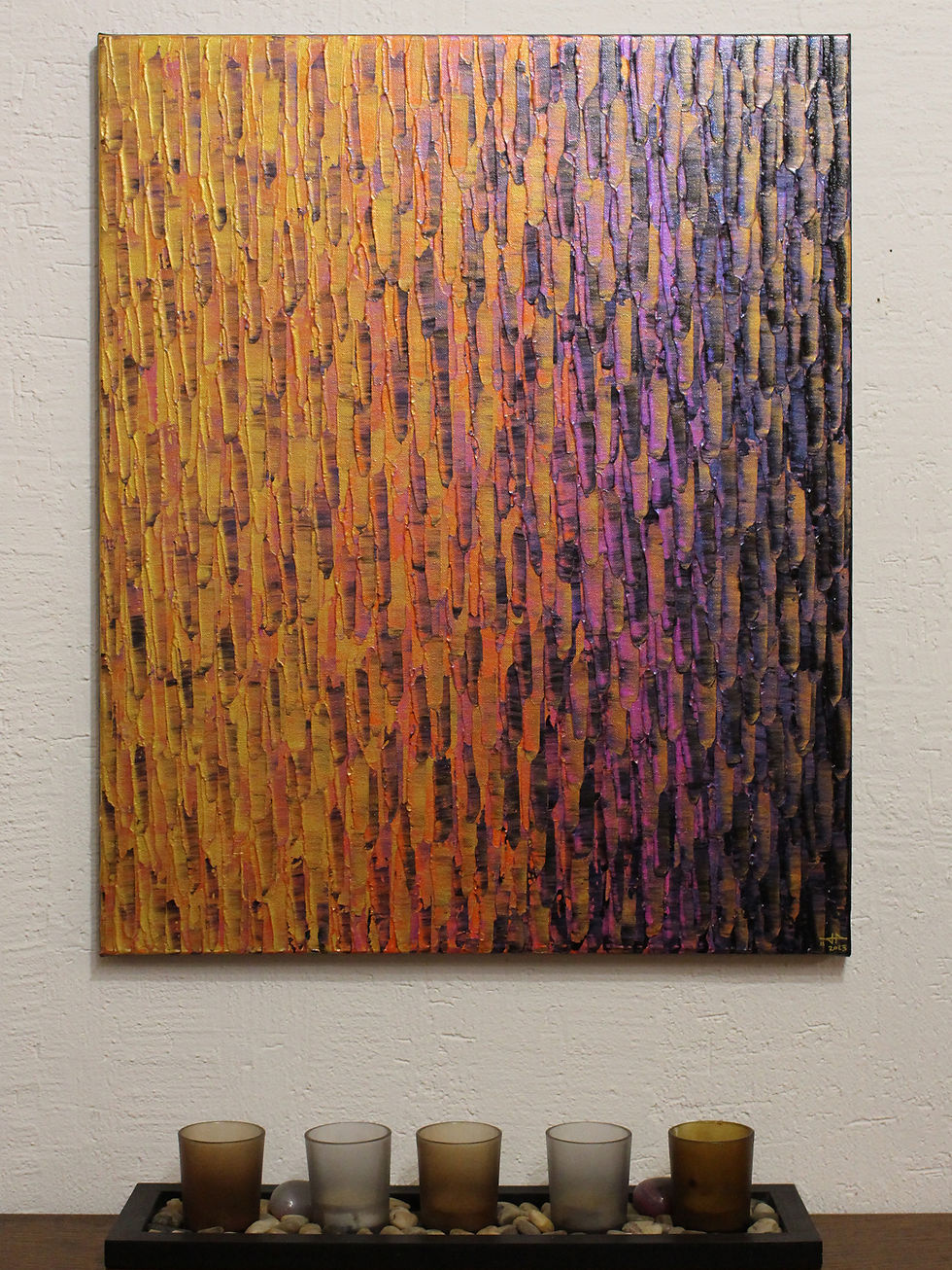 Miniatura: Peinture iridescente or orange rose irisé