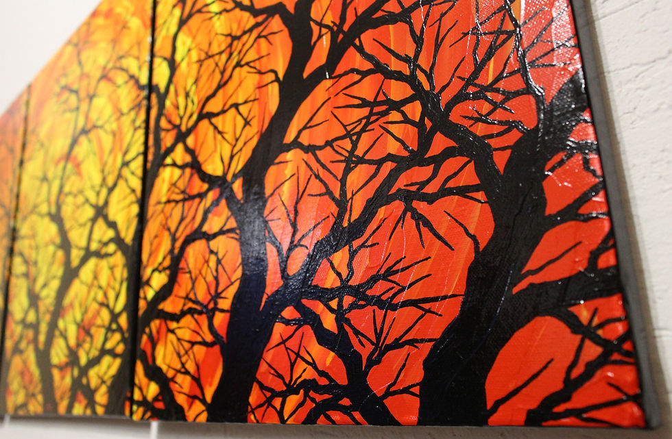 Miniatura: Peinture contemporaine triptyque d'arbres autre vue