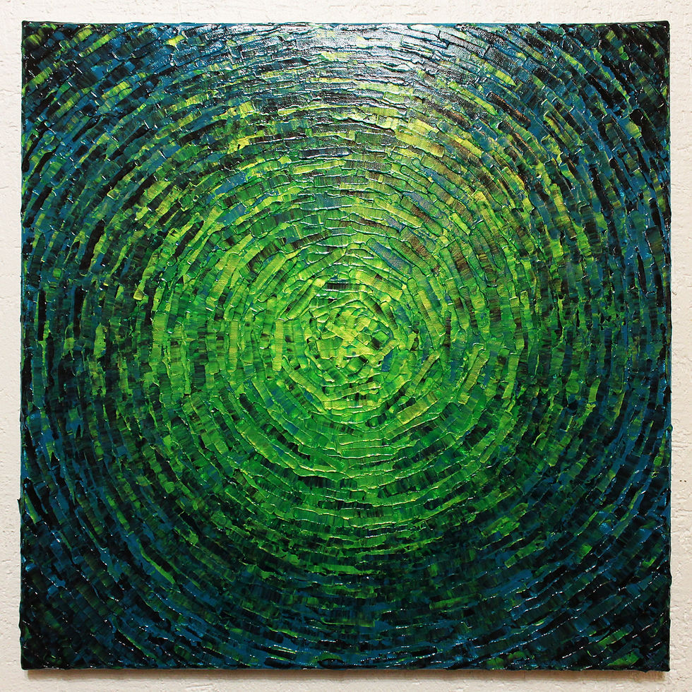 Miniatura: Toile au couteau Éclat de couleur vert bleu