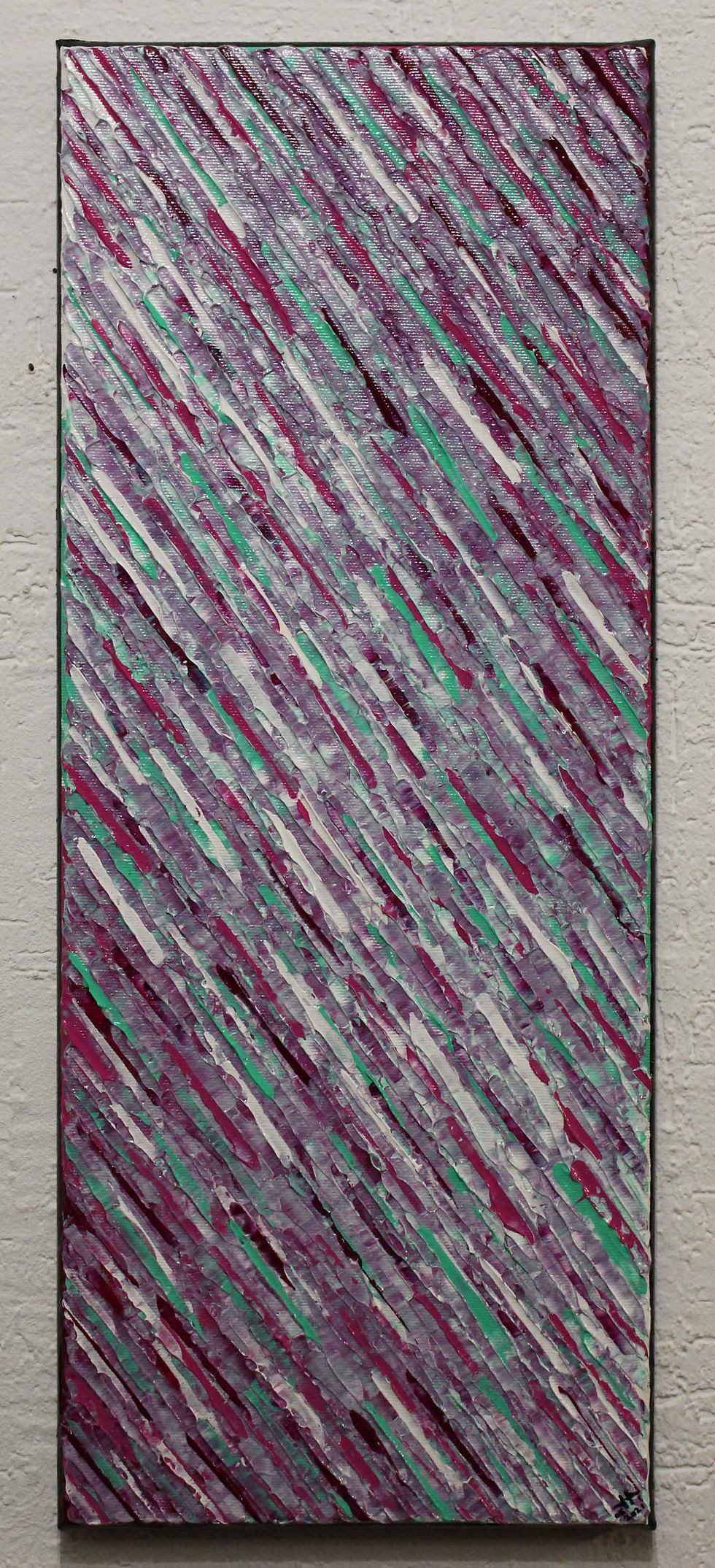 Miniatura: Tableau moderne Texture couteau blanc verte rose magenta