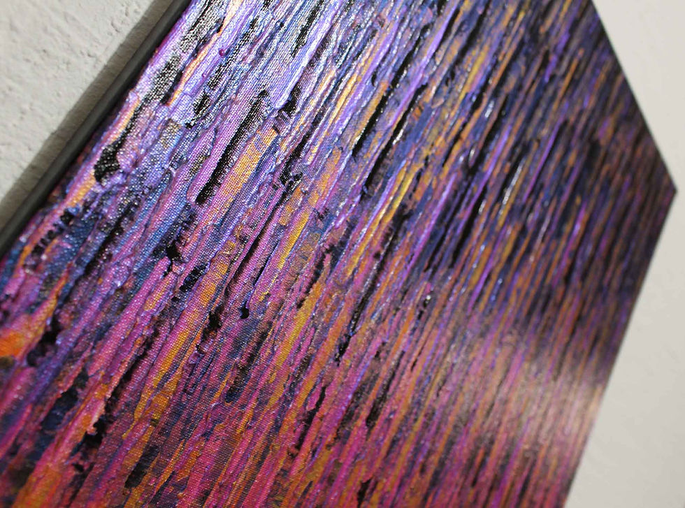 Miniatura: Tableau contemporain Matrice or rose orange grise iridescente