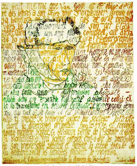 Hypographisches Porträt von Van Gogh, Isidore Isou, 1962