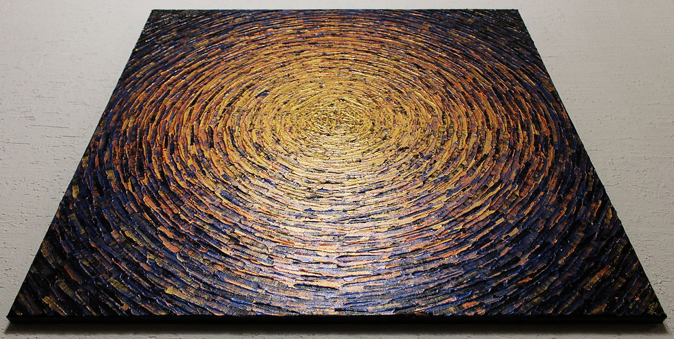 Miniatura: Tableau au couteau Grand éclat couleurs or cuivre