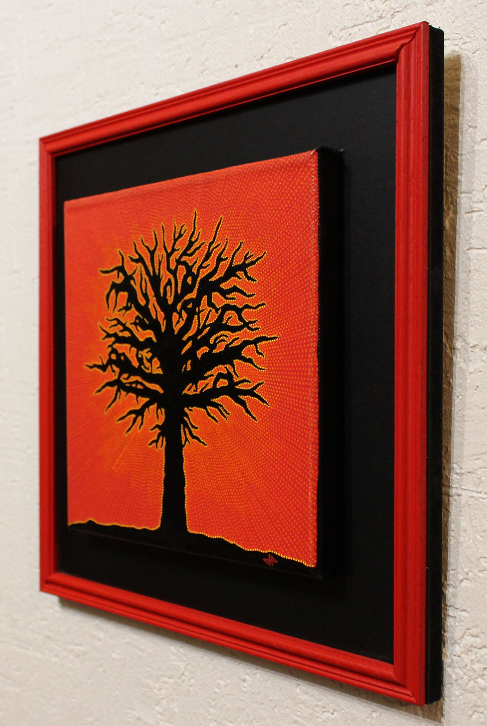 Miniatura: Peinture d'une silhouette d'arbre noir vue de droite