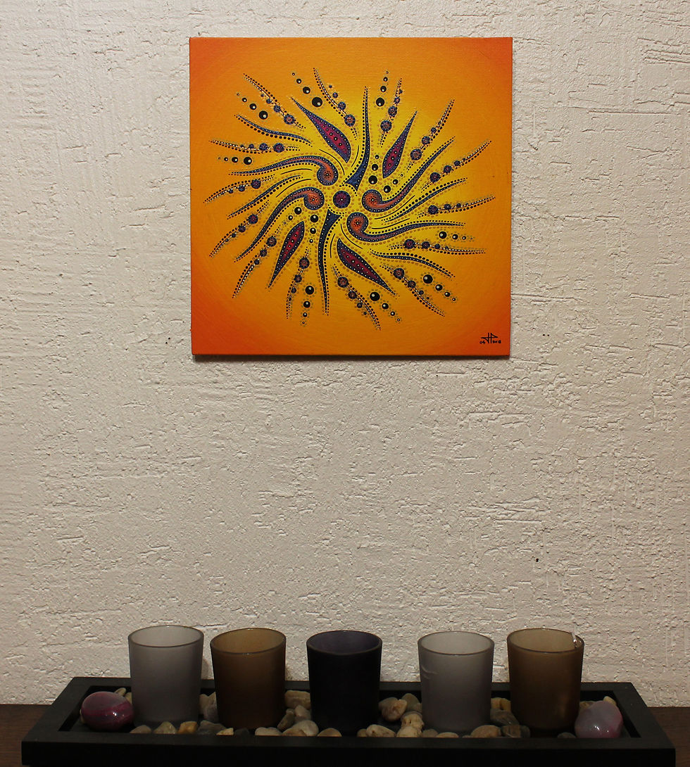 Miniatura: Tableau moderne Mouvement de formes jaunes